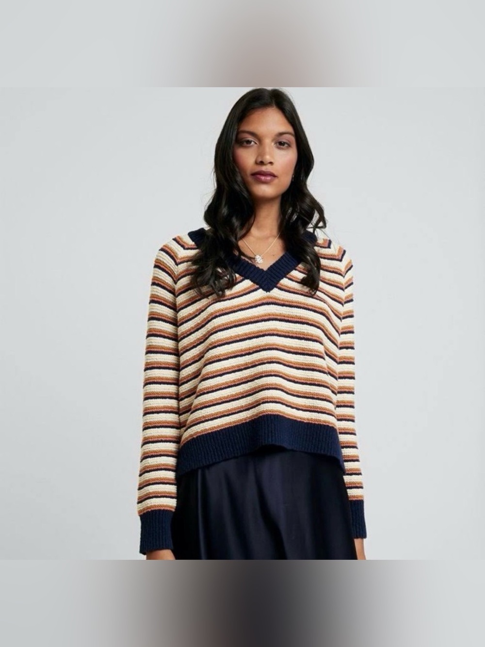 Madewell Arden‎ V-Neck Crop Striped Multicolor Knit Sweater
Size small